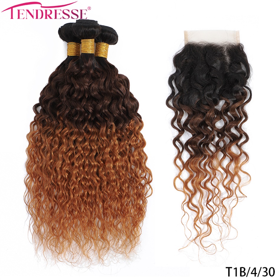 Deep Wave 3 Bundles With Closure - 12A, ciocche di capelli brasiliani con