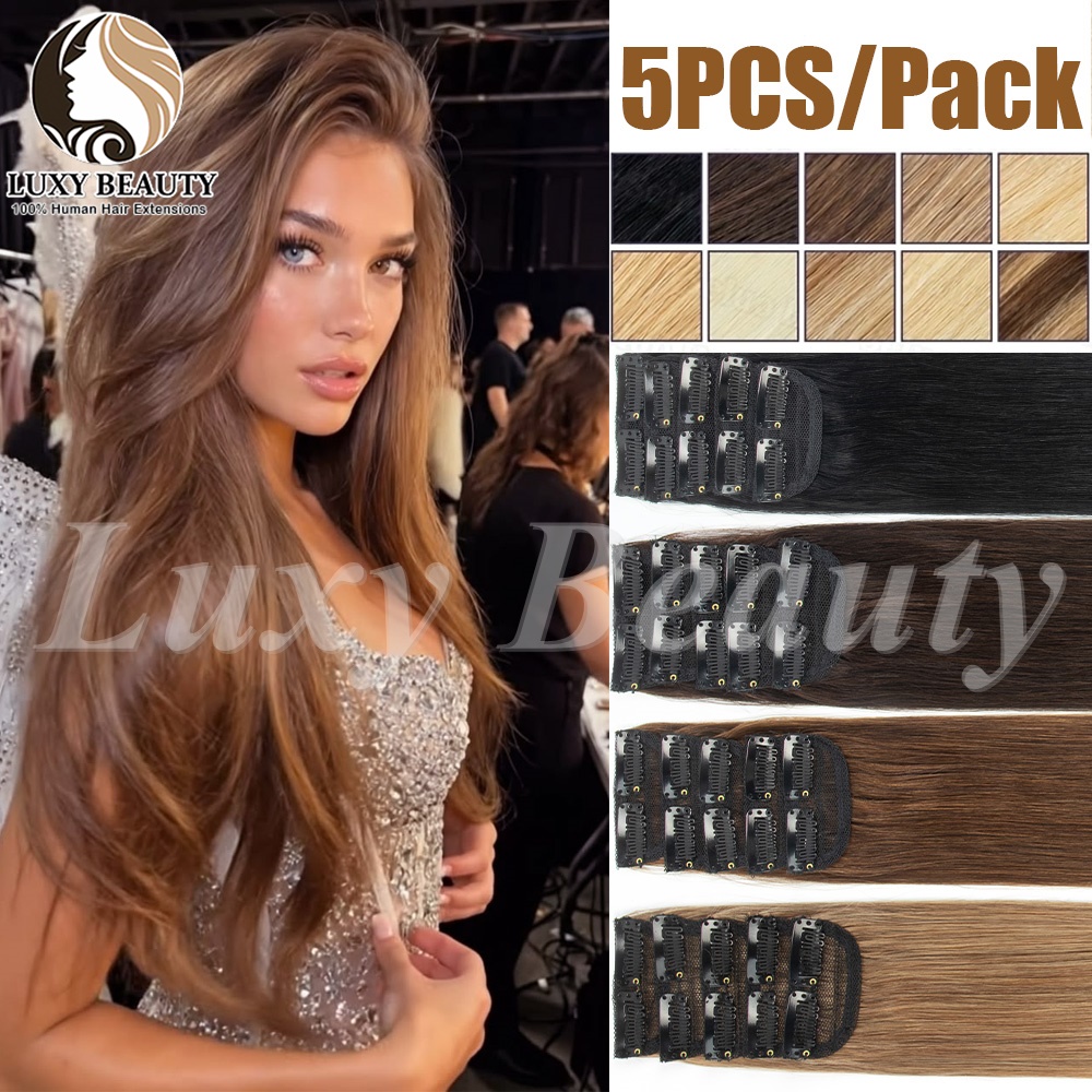 Seamless Clip In Hair Extensions Human Hair - 5 pezzi di extension per capelli