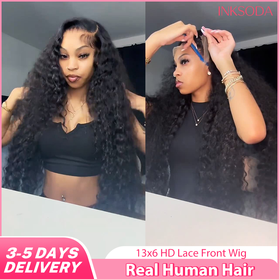 Lace Front Wigs - Parrucche di capelli umani Deep Wave,