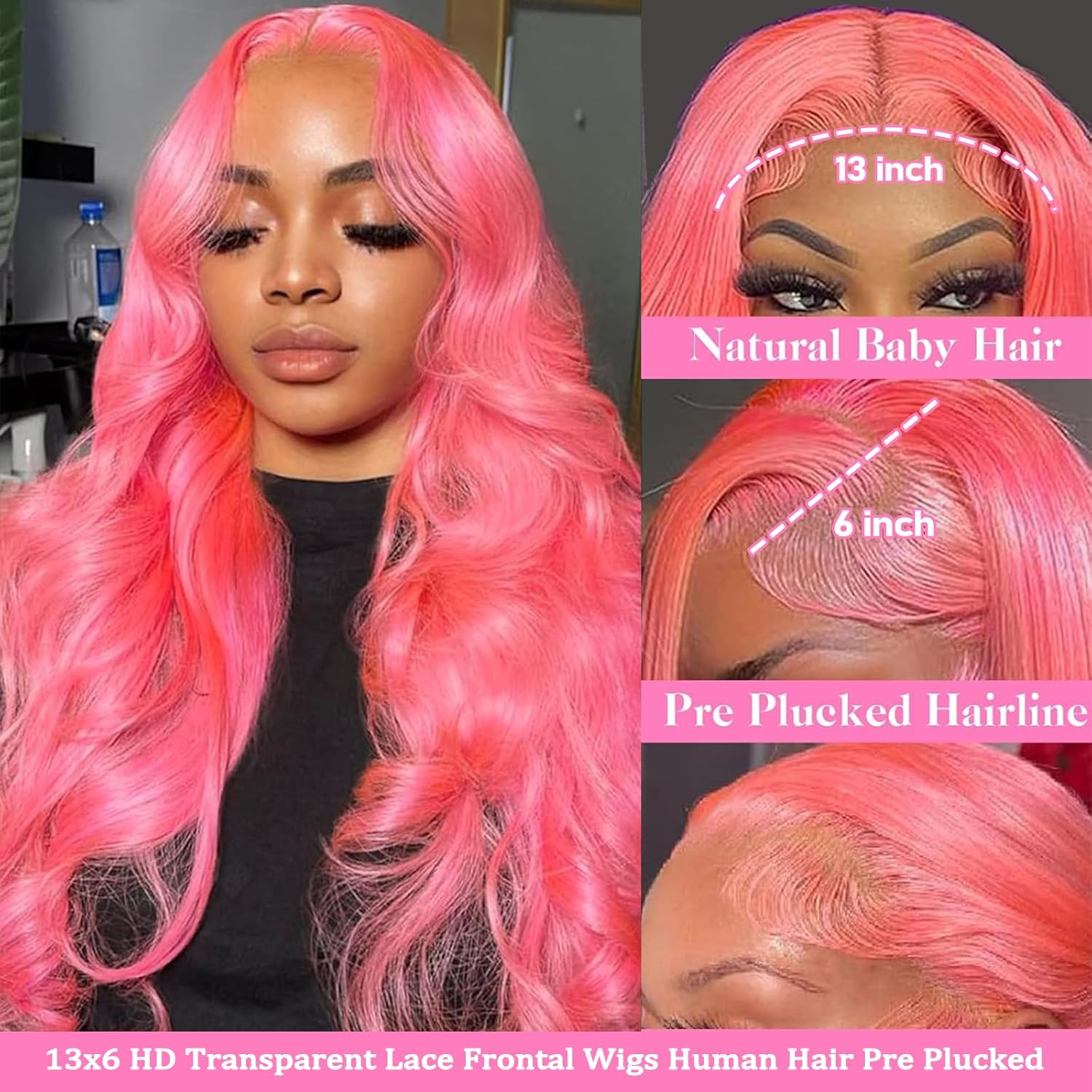 Parrucca rosa densità 250, ond - Hd Lace Frontal Wig Human Hair Pre Plucked recensione e prezzo