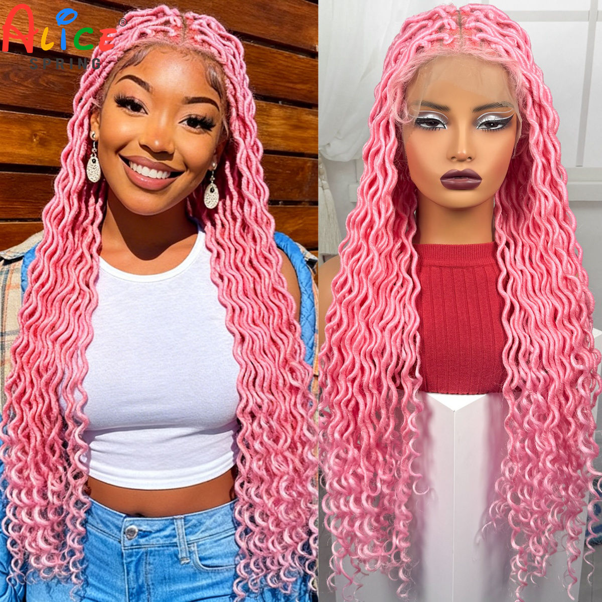 Parrucche Intrecciate Rosa in  - Synthetic Braided Wigs For Black Women recensione e prezzo